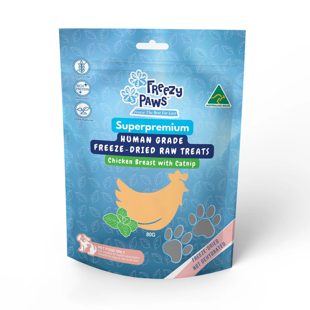 FREEZY PAWS Freeze Dried Raw Treats For Pets Chicken Breast with Catnips