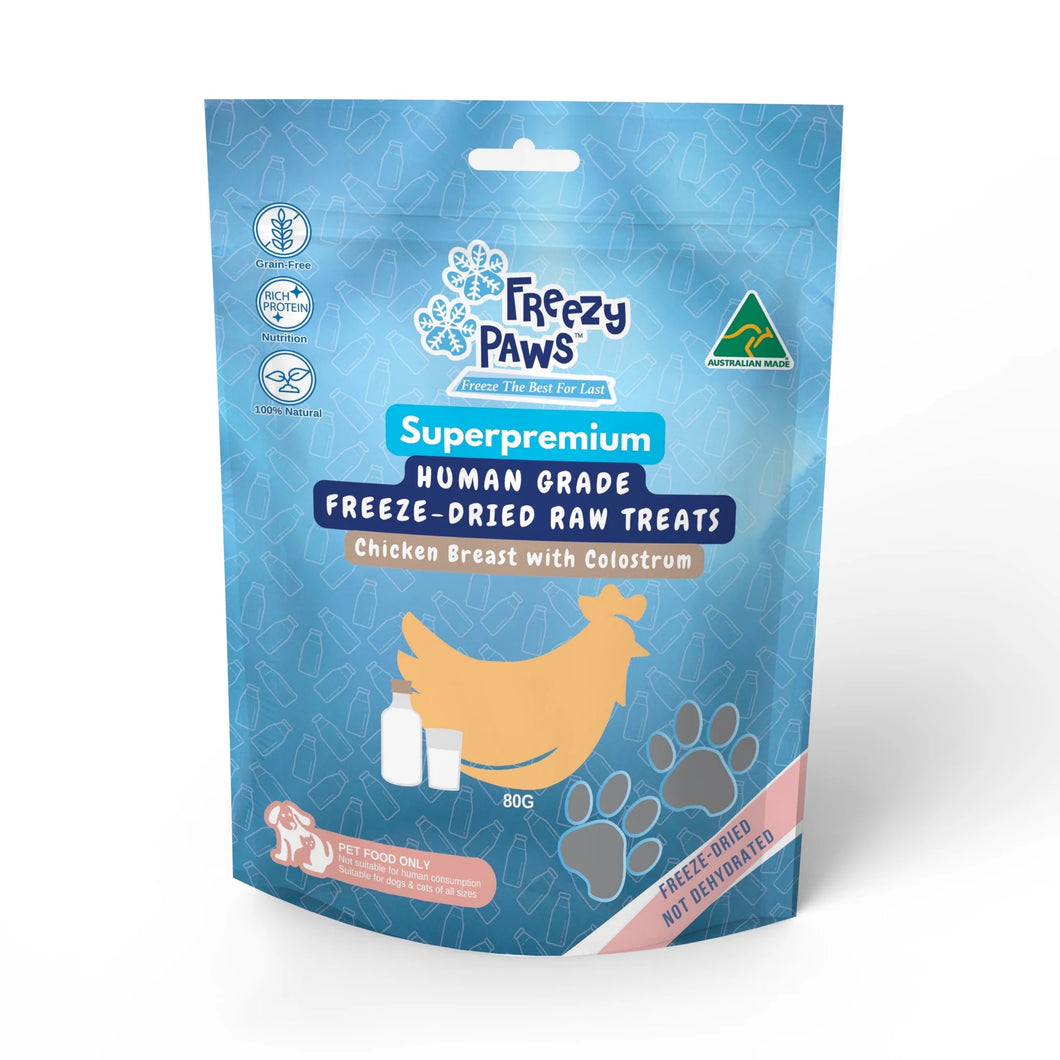 FREEZY PAWS Freeze Dried Raw Treats For Pets Chicken Breast with Colostrum