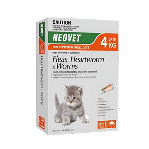 NEOVET Flea And Worming For Kittens & Small Cats Up To 4KG 6 Pack