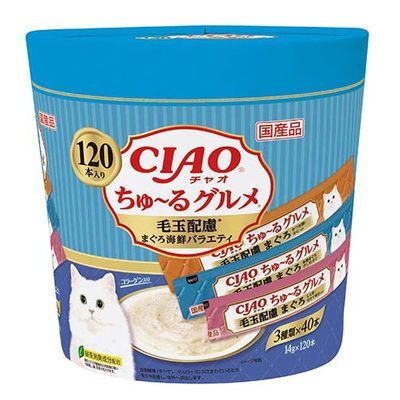 CIAO Churu 120 Pieces Churu Gourmet Tuna Seafood Mixed Flavour For Hairball