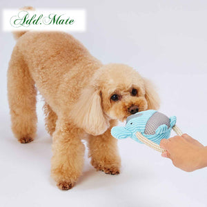 PETIO Add Mate Fluffy Squeaker Plush Dental Rope Dog Toy