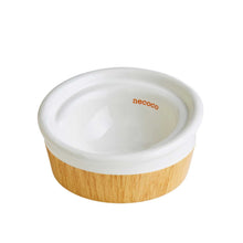 將圖片載入圖庫檢視器 PETIO Necoco Wood Grain Ceramic Cat Inclined Feeding Bowl
