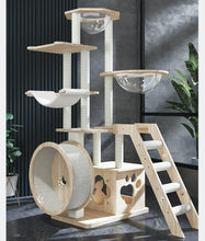 Load image into Gallery viewer, CHONGBEIYA Pinewood Space Capsule And Running Wheel Cat Tree Pro Version 1.65m
