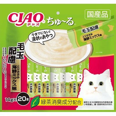 CIAO Churu Hairball Consideration Torisami Seafood Mix Flavor 20 Pieces