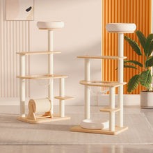 Load image into Gallery viewer, CHONGBEIYA Pinewood Space And Wheel Scratcher Cat Tree 1.3m
