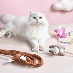 MICHU Mayitwill Natural Interactive Cat Wand, Safe Hunting Distance Cat Toys for Indoor Cats