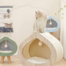 Load image into Gallery viewer, PETSBELLE Peach Shaped Wooden Cat Nest
