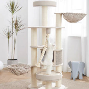 PETSBELLE Summit Wooden Cat Tree With Solid Wood 1.65m