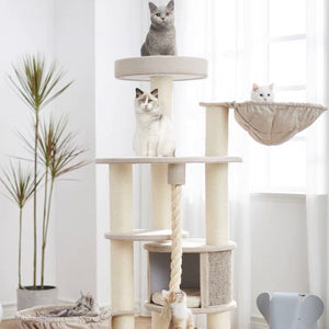 PETSBELLE Summit Wooden Cat Tree With Solid Wood 1.65m