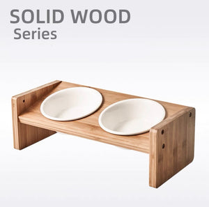 HOCC Solid Wood With Ceramic Double Bowls