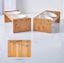 Load image into Gallery viewer, HOCC Solid Wood With Ceramic Double Bowls
