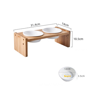 HOCC Solid Wood With Ceramic Double Bowls