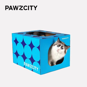 PAWZCITY Blue Cat Scratcher House