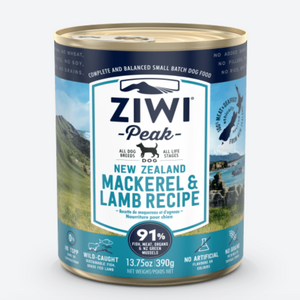 ZIWI PEAK Wet Mackerel & Lamb Recipe Dog Food 390g