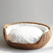 Load image into Gallery viewer, CatsCity Handcrafted Rattan Pet Bed With Cushion

