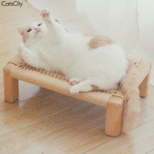 Load image into Gallery viewer, CatsCity Wooden Paper-Rope Handcrafted Cat Bed
