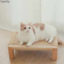 Load image into Gallery viewer, CatsCity Wooden Paper-Rope Handcrafted Cat Bed

