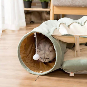 FLUFFURRY Cat Tunnel With Bed